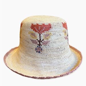 NWT Freya Fleur Straw Hat in Natural Berry Multi